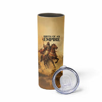 Sundiata Keita Skinny Tumbler with Kirina 1235 Battle Map, Horseback Warrior and Birth of an Empire Design - Wonder Print Shop