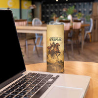 Sundiata Keita Skinny Tumbler with Kirina 1235 Battle Map, Horseback Warrior and Birth of an Empire Design - Wonder Print Shop