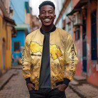 Sundiata Keita Sleeve Zip Bomber Jacket with Kirina 1235 Battle Map, Horseback Warrior and Birth of an Empire Design - Wonder Print Shop