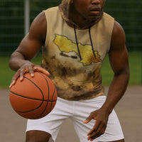 Sundiata Keita Sleeveless Hoodie with Kirina 1235 Battle Map, Horseback Warrior and Birth of an Empire Design - Wonder Print Shop