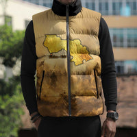 Sundiata Keita Sleeveless Puffer Jacket with Kirina 1235 Battle Map, Horseback Warrior and Birth of an Empire Design - Wonder Print Shop