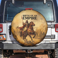 Sundiata Keita Spare Tire Cover with Kirina 1235 Battle Map, Horseback Warrior and Birth of an Empire Design - Wonder Print Shop
