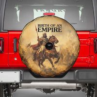 Sundiata Keita Spare Tire Cover with Kirina 1235 Battle Map, Horseback Warrior and Birth of an Empire Design - Wonder Print Shop