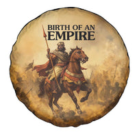 Sundiata Keita Spare Tire Cover with Kirina 1235 Battle Map, Horseback Warrior and Birth of an Empire Design - Wonder Print Shop