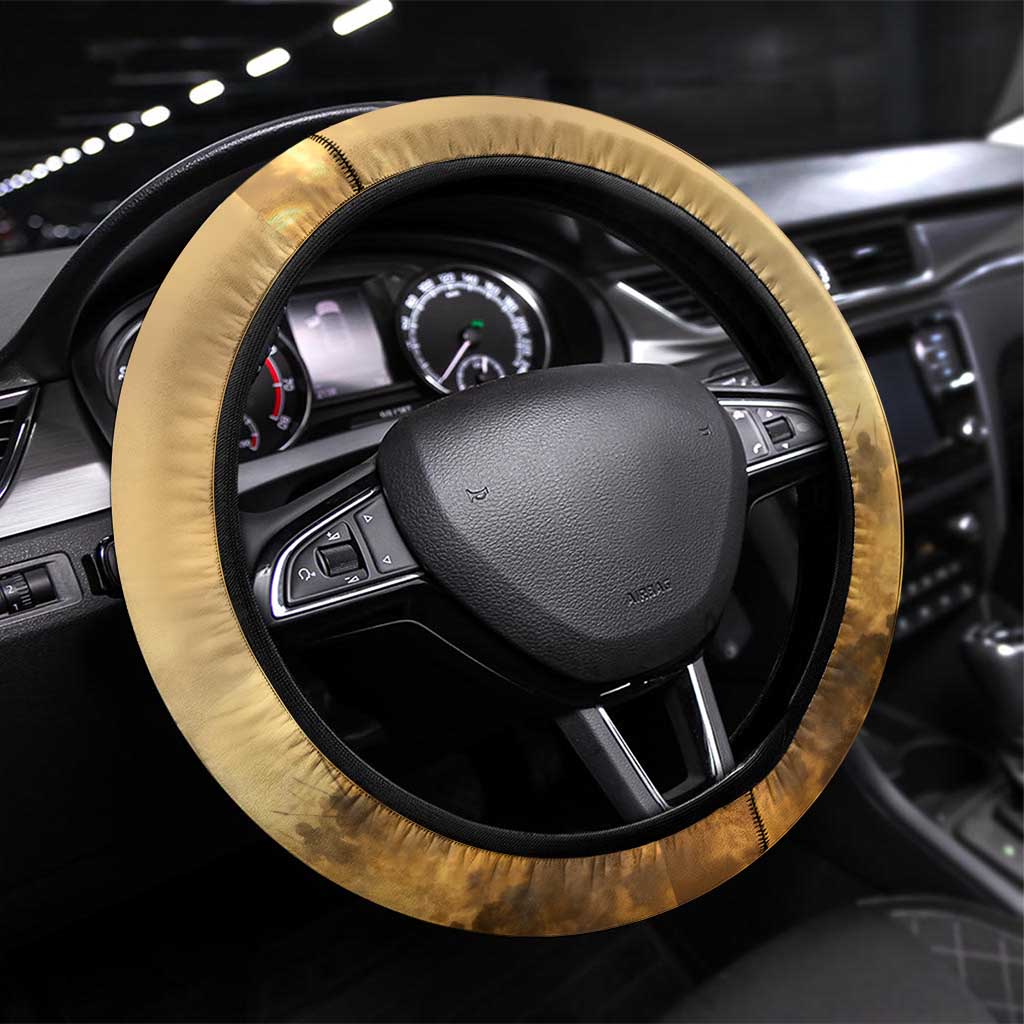 Sundiata Keita Steering Wheel Cover with Kirina 1235 Battle Map, Horseback Warrior and Birth of an Empire Design - Wonder Print Shop