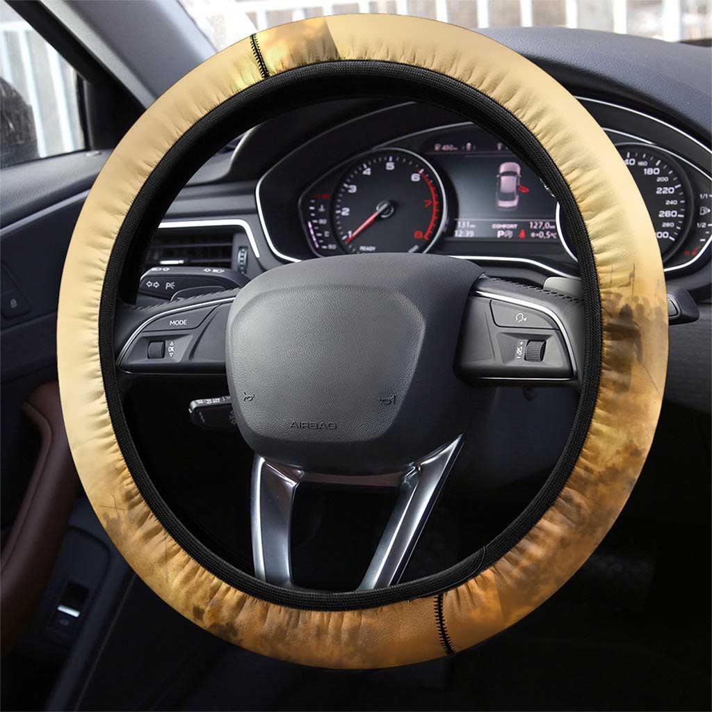 Sundiata Keita Steering Wheel Cover with Kirina 1235 Battle Map, Horseback Warrior and Birth of an Empire Design - Wonder Print Shop