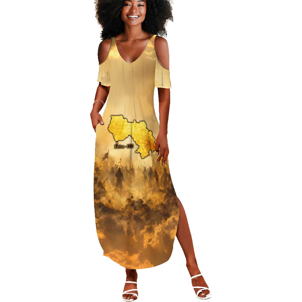 Sundiata Keita Summer Maxi Dress with Kirina 1235 Battle Map, Horseback Warrior and Birth of an Empire Design - Wonder Print Shop