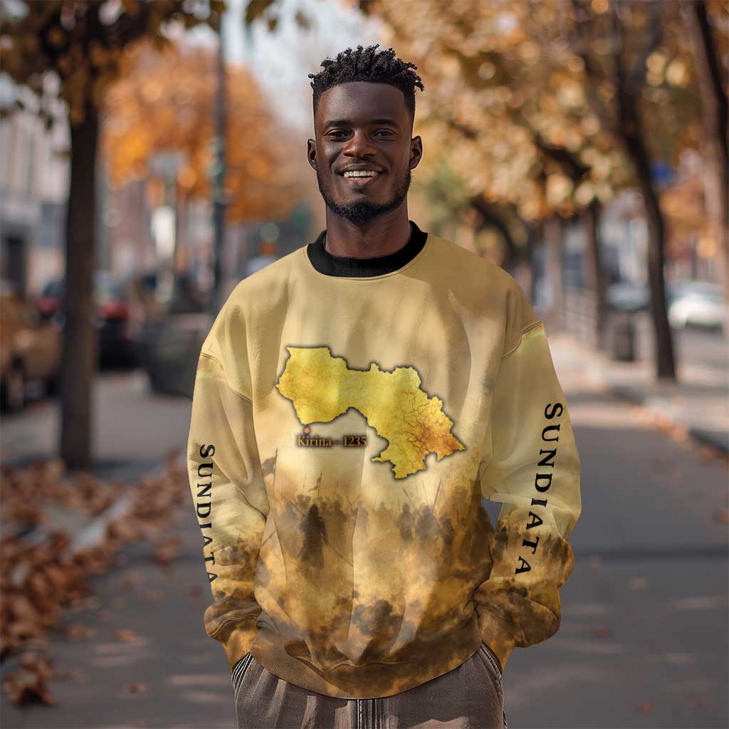 Sundiata Keita Sweatshirt with Kirina 1235 Battle Map, Horseback Warrior and Birth of an Empire Design - Wonder Print Shop