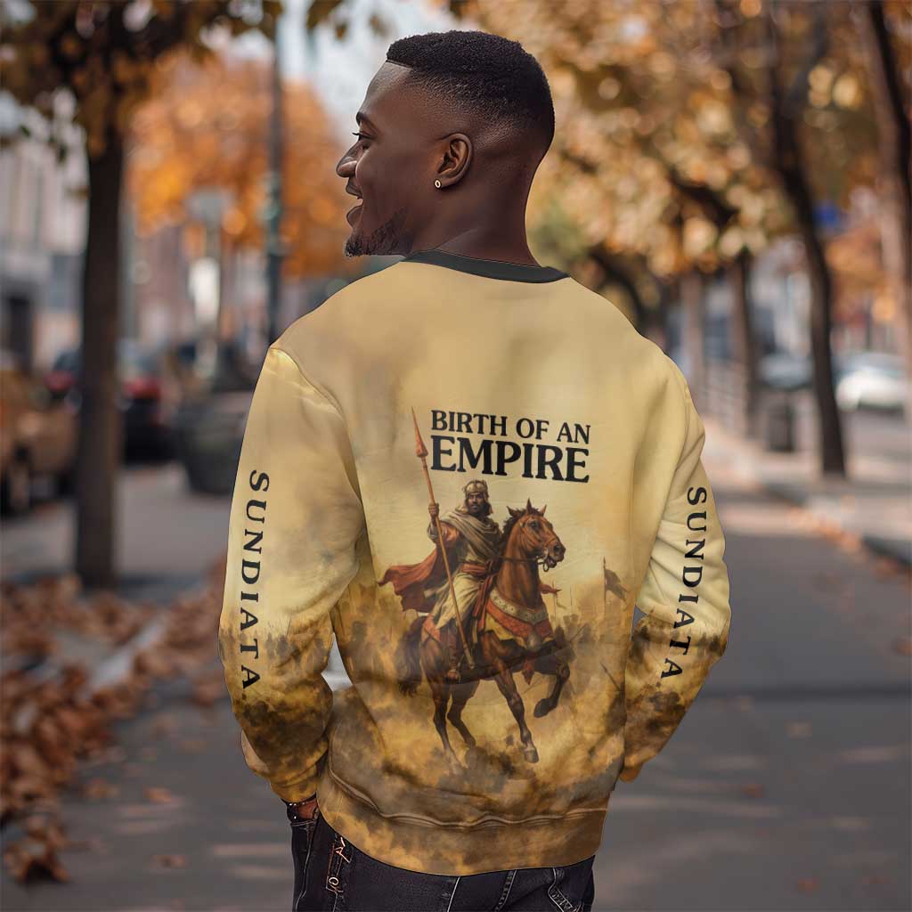 Sundiata Keita Sweatshirt with Kirina 1235 Battle Map, Horseback Warrior and Birth of an Empire Design - Wonder Print Shop