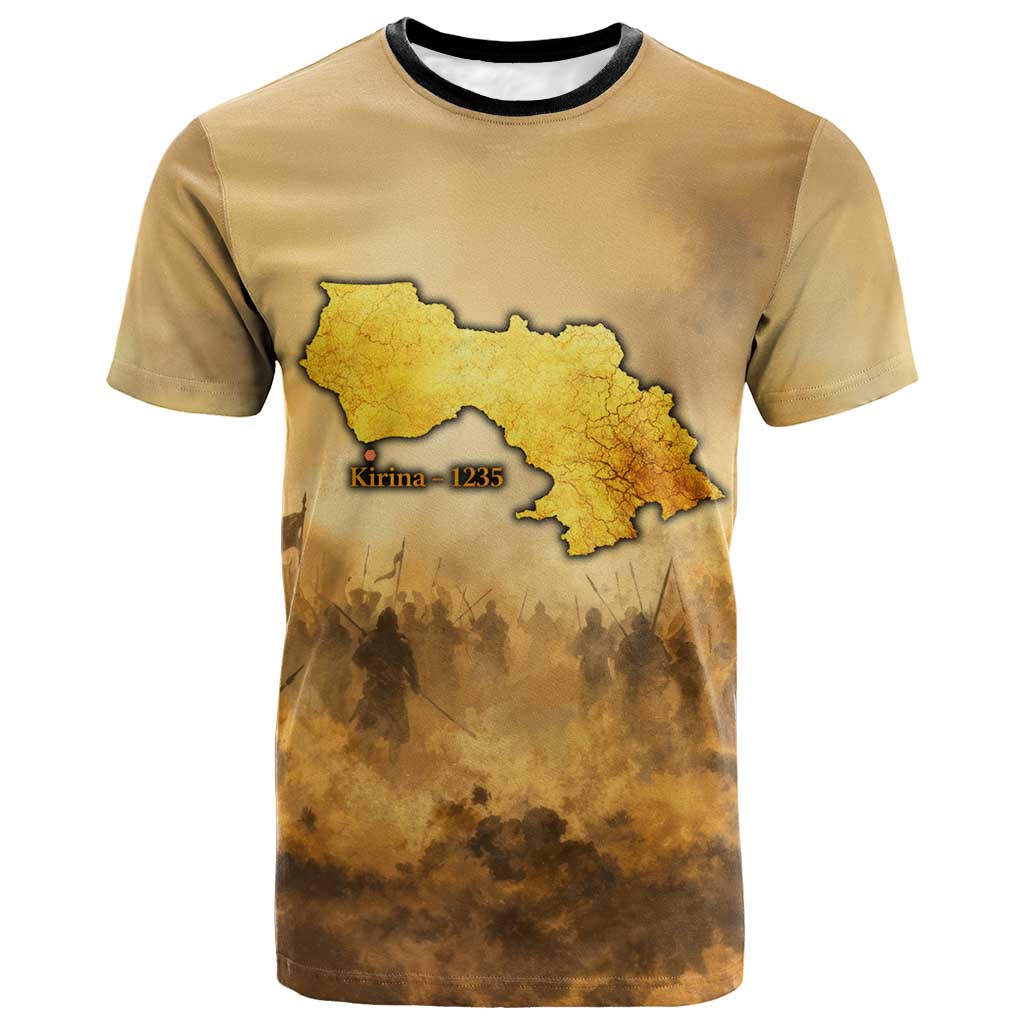 Sundiata Keita T shirt with Kirina 1235 Battle Map, Horseback Warrior and Birth of an Empire Design - Wonder Print Shop
