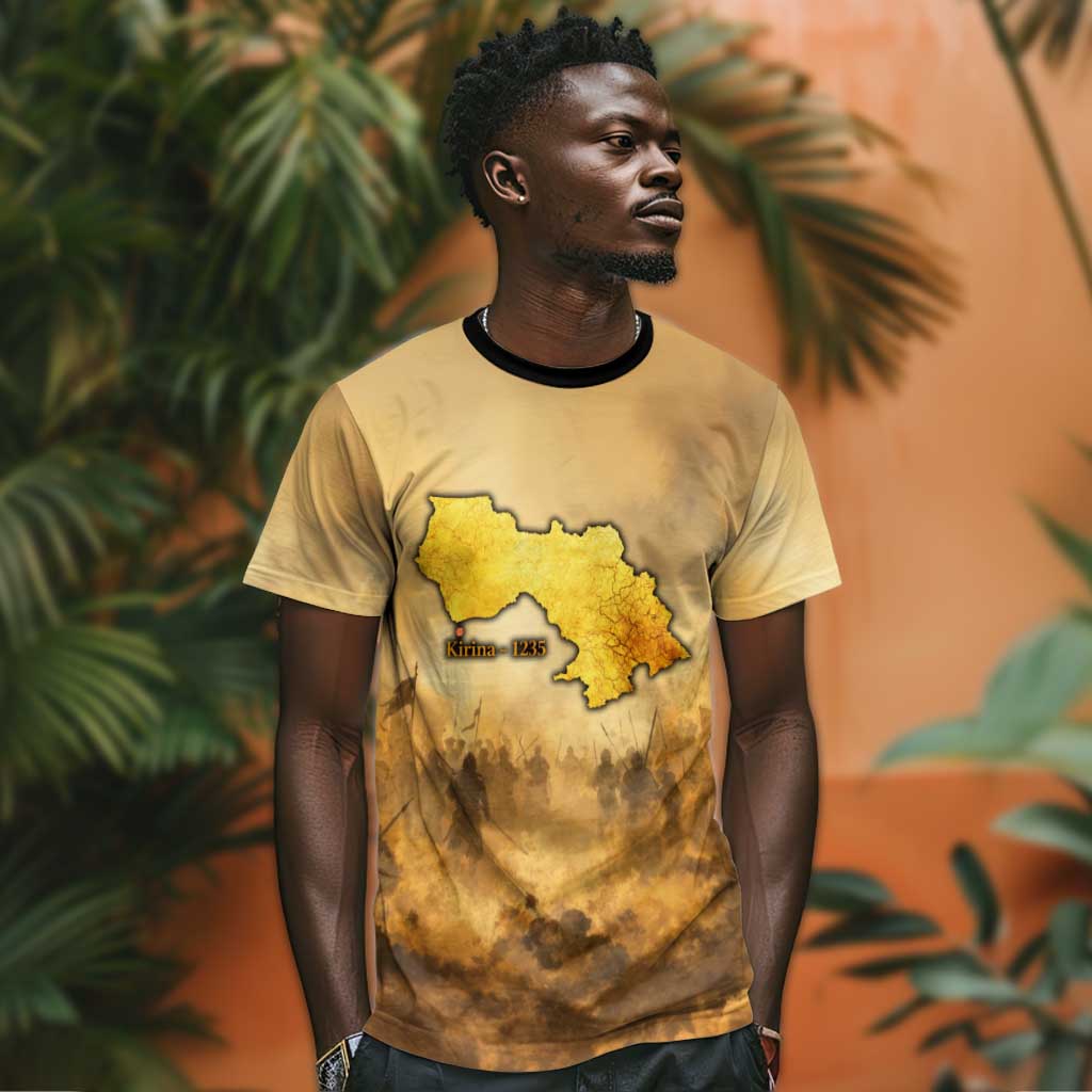Sundiata Keita T shirt with Kirina 1235 Battle Map, Horseback Warrior and Birth of an Empire Design - Wonder Print Shop
