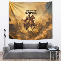 Sundiata Keita Tapestry with Kirina 1235 Battle Map, Horseback Warrior and Birth of an Empire Design - Wonder Print Shop