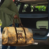Sundiata Keita Travel Bag with Kirina 1235 Battle Map, Horseback Warrior and Birth of an Empire Design - Wonder Print Shop