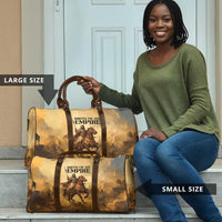Sundiata Keita Travel Bag with Kirina 1235 Battle Map, Horseback Warrior and Birth of an Empire Design - Wonder Print Shop