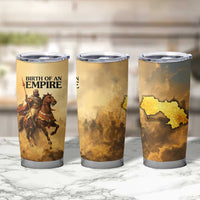 Sundiata Keita Tumbler Cup with Kirina 1235 Battle Map, Horseback Warrior and Birth of an Empire Design - Wonder Print Shop