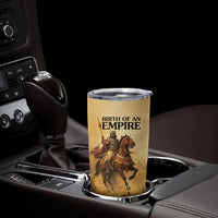 Sundiata Keita Tumbler Cup with Kirina 1235 Battle Map, Horseback Warrior and Birth of an Empire Design - Wonder Print Shop