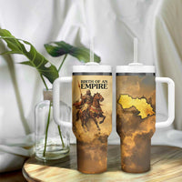 Sundiata Keita Tumbler With Handle with Kirina 1235 Battle Map, Horseback Warrior and Birth of an Empire Design - Wonder Print Shop