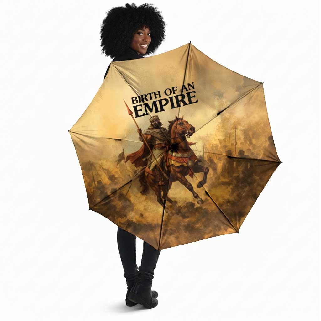 Sundiata Keita Umbrella with Kirina 1235 Battle Map, Horseback Warrior and Birth of an Empire Design - Wonder Print Shop