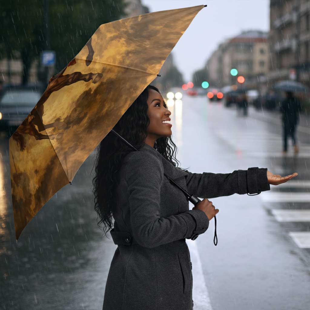 Sundiata Keita Umbrella with Kirina 1235 Battle Map, Horseback Warrior and Birth of an Empire Design - Wonder Print Shop
