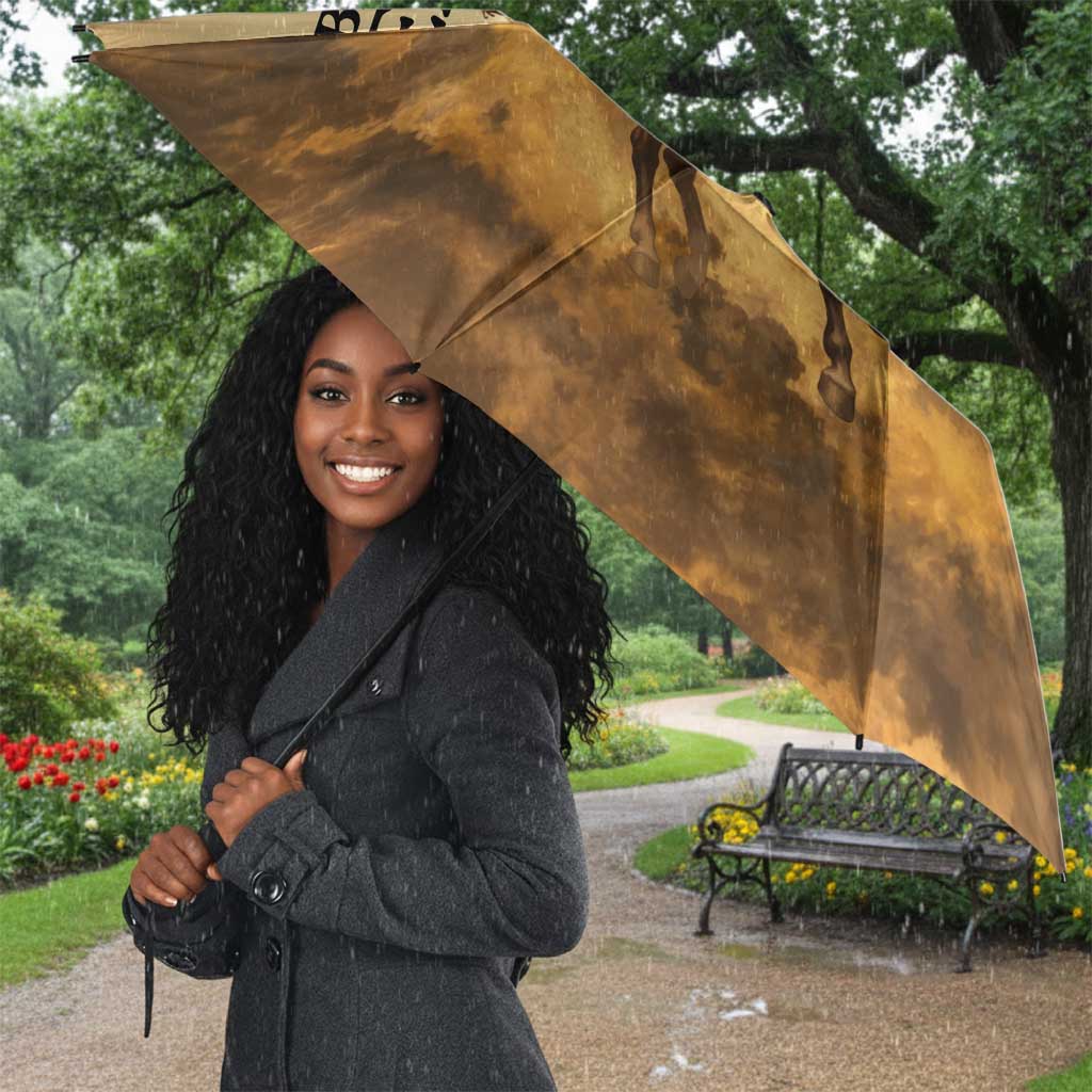 Sundiata Keita Umbrella with Kirina 1235 Battle Map, Horseback Warrior and Birth of an Empire Design - Wonder Print Shop