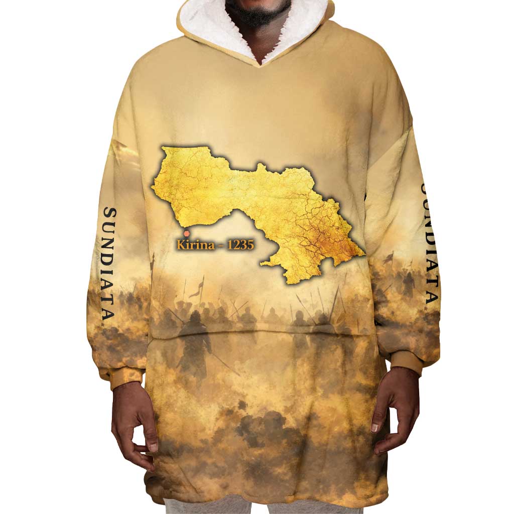 Sundiata Keita Wearable Blanket Hoodie with Kirina 1235 Battle Map, Horseback Warrior and Birth of an Empire Design - Wonder Print Shop