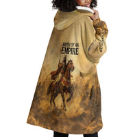 Sundiata Keita Wearable Blanket Hoodie with Kirina 1235 Battle Map, Horseback Warrior and Birth of an Empire Design - Wonder Print Shop