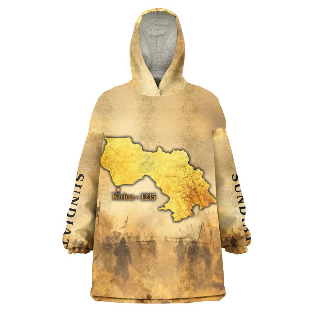 Sundiata Keita Wearable Blanket Hoodie with Kirina 1235 Battle Map, Horseback Warrior and Birth of an Empire Design - Wonder Print Shop