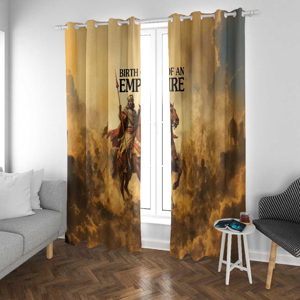 Sundiata Keita Window Curtain with Kirina 1235 Battle Map, Horseback Warrior and Birth of an Empire Design - Wonder Print Shop