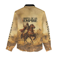 Sundiata Keita Women Casual Shirt with Kirina 1235 Battle Map, Horseback Warrior and Birth of an Empire Design - Wonder Print Shop