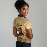 Sundiata Keita Women Polo Shirt with Kirina 1235 Battle Map, Horseback Warrior and Birth of an Empire Design - Wonder Print Shop