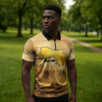 Sundiata Keita Zipper Polo Shirt with Kirina 1235 Battle Map, Horseback Warrior and Birth of an Empire Design - Wonder Print Shop