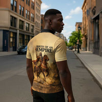 Sundiata Keita Zipper Polo Shirt with Kirina 1235 Battle Map, Horseback Warrior and Birth of an Empire Design - Wonder Print Shop