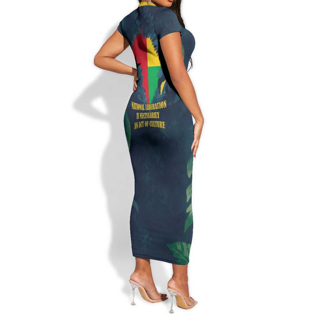 Amilcar Cabral Short Sleeve Bodycon Dress Guinea-Bissau African National Liberation Leader - Cultural Resistance Tribute - Wonder Print Shop