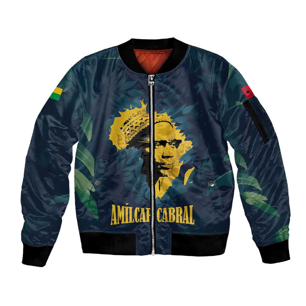 Amilcar Cabral Sleeve Zip Bomber Jacket Guinea-Bissau African National Liberation Leader - Cultural Resistance Tribute - Wonder Print Shop