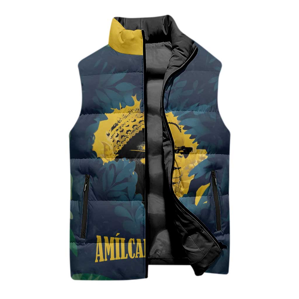 Amilcar Cabral Sleeveless Puffer Jacket Guinea-Bissau African National Liberation Leader - Cultural Resistance Tribute - Wonder Print Shop