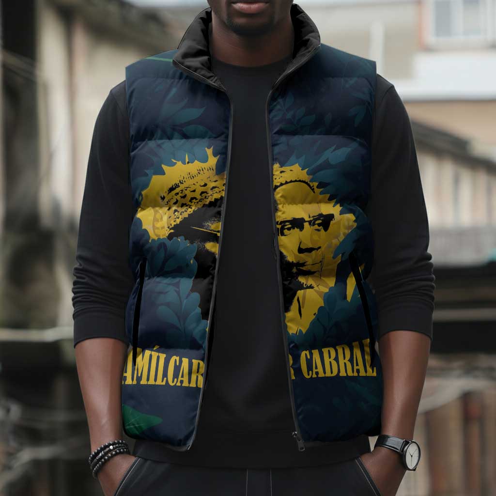Amilcar Cabral Sleeveless Puffer Jacket Guinea-Bissau African National Liberation Leader - Cultural Resistance Tribute - Wonder Print Shop