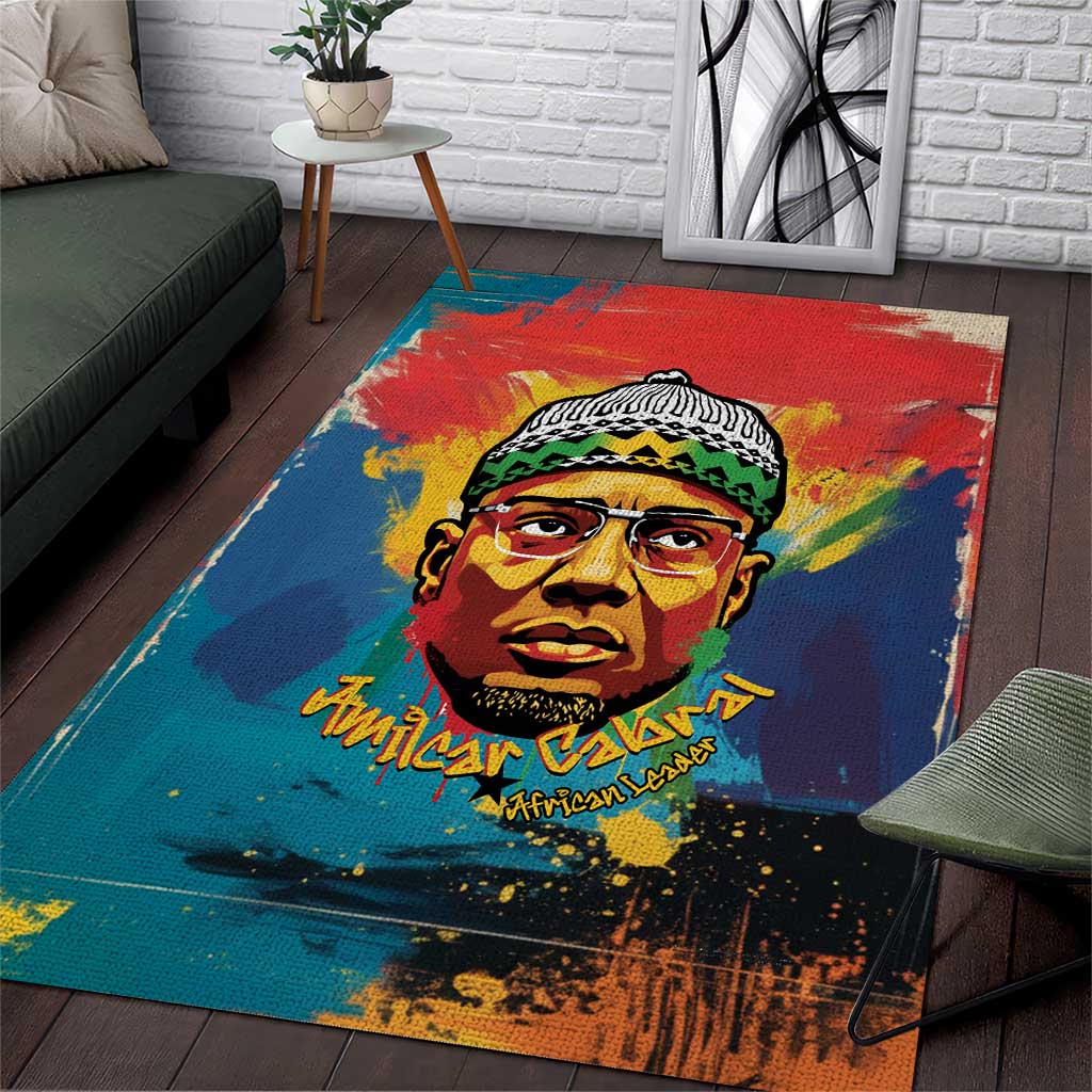 Amilcar Cabral Area Rug Armed Activist Quote Raised Fist African Liberation Tribute - Colorful Paint Stroke - Wonder Print Shop