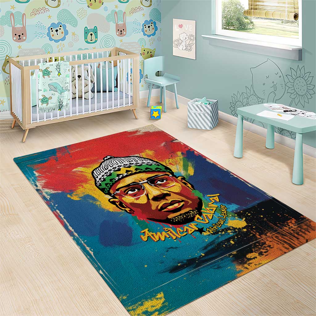 Amilcar Cabral Area Rug Armed Activist Quote Raised Fist African Liberation Tribute - Colorful Paint Stroke - Wonder Print Shop