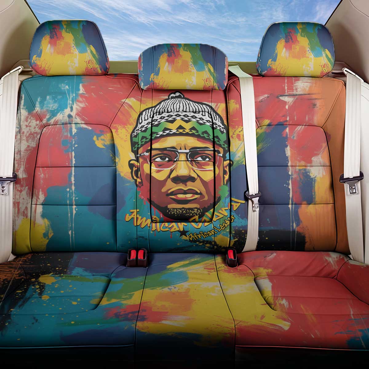 Amilcar Cabral Back Car Seat Cover Armed Activist Quote Raised Fist African Liberation Tribute - Colorful Paint Stroke - Wonder Print Shop