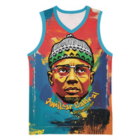 Amilcar Cabral Basketball Jersey Armed Activist Quote Raised Fist African Liberation Tribute - Colorful Paint Stroke - Wonder Print Shop
