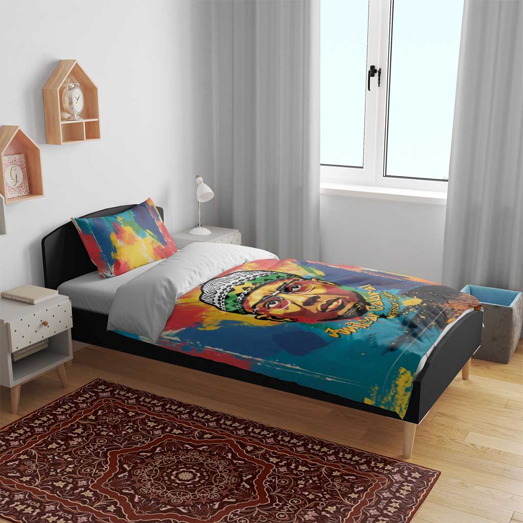 Amilcar Cabral Bedding Set Armed Activist Quote Raised Fist African Liberation Tribute - Colorful Paint Stroke - Wonder Print Shop