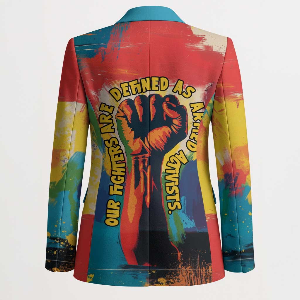 Amilcar Cabral Blazer Armed Activist Quote Raised Fist African Liberation Tribute - Colorful Paint Stroke - Wonder Print Shop