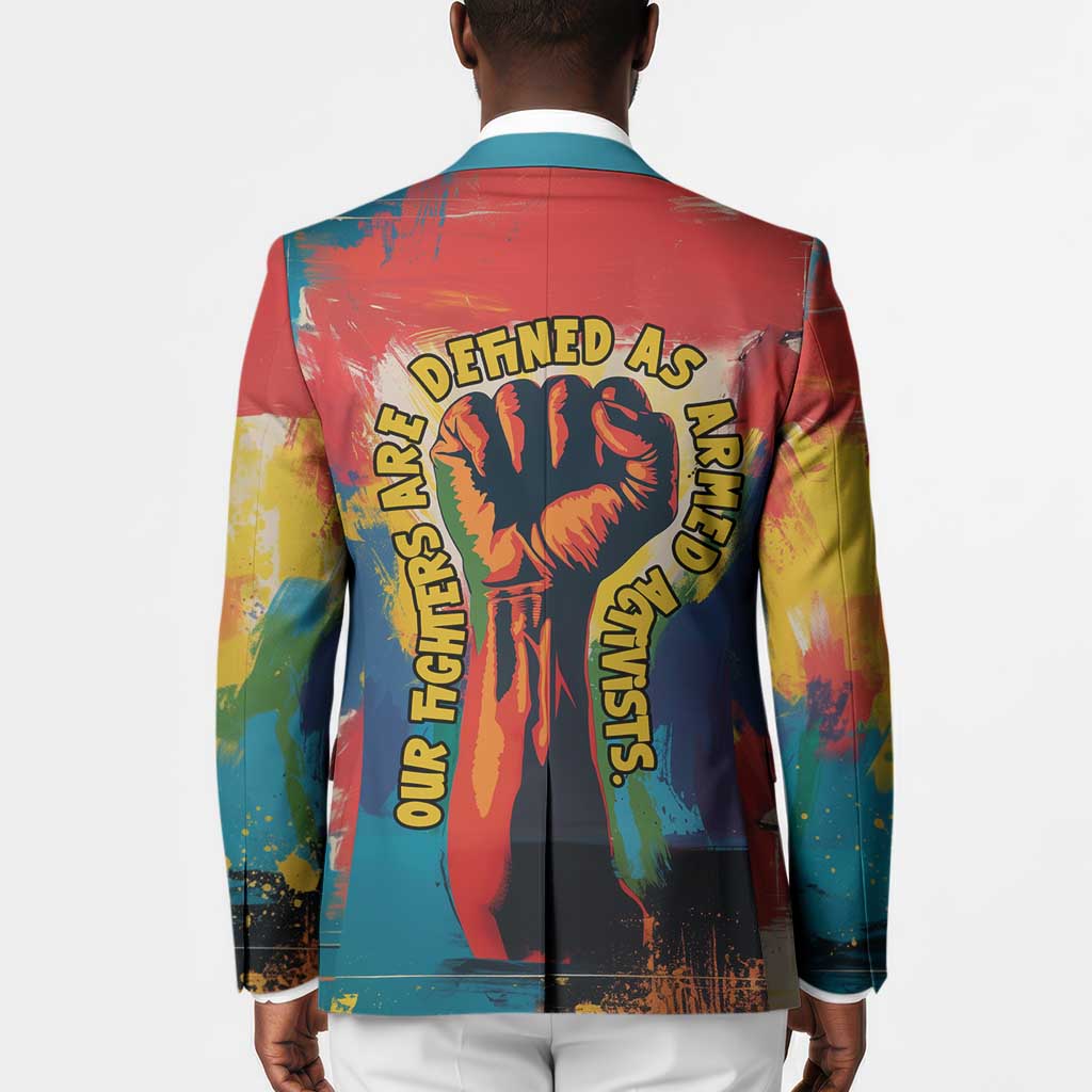 Amilcar Cabral Blazer Armed Activist Quote Raised Fist African Liberation Tribute - Colorful Paint Stroke - Wonder Print Shop