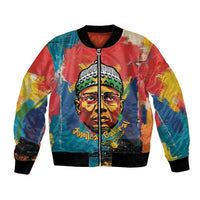 Amilcar Cabral Bomber Jacket Armed Activist Quote Raised Fist African Liberation Tribute - Colorful Paint Stroke - Wonder Print Shop