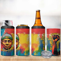 Amilcar Cabral 4 in 1 Can Cooler Tumbler Armed Activist Quote Raised Fist African Liberation Tribute - Colorful Paint Stroke - Wonder Print Shop