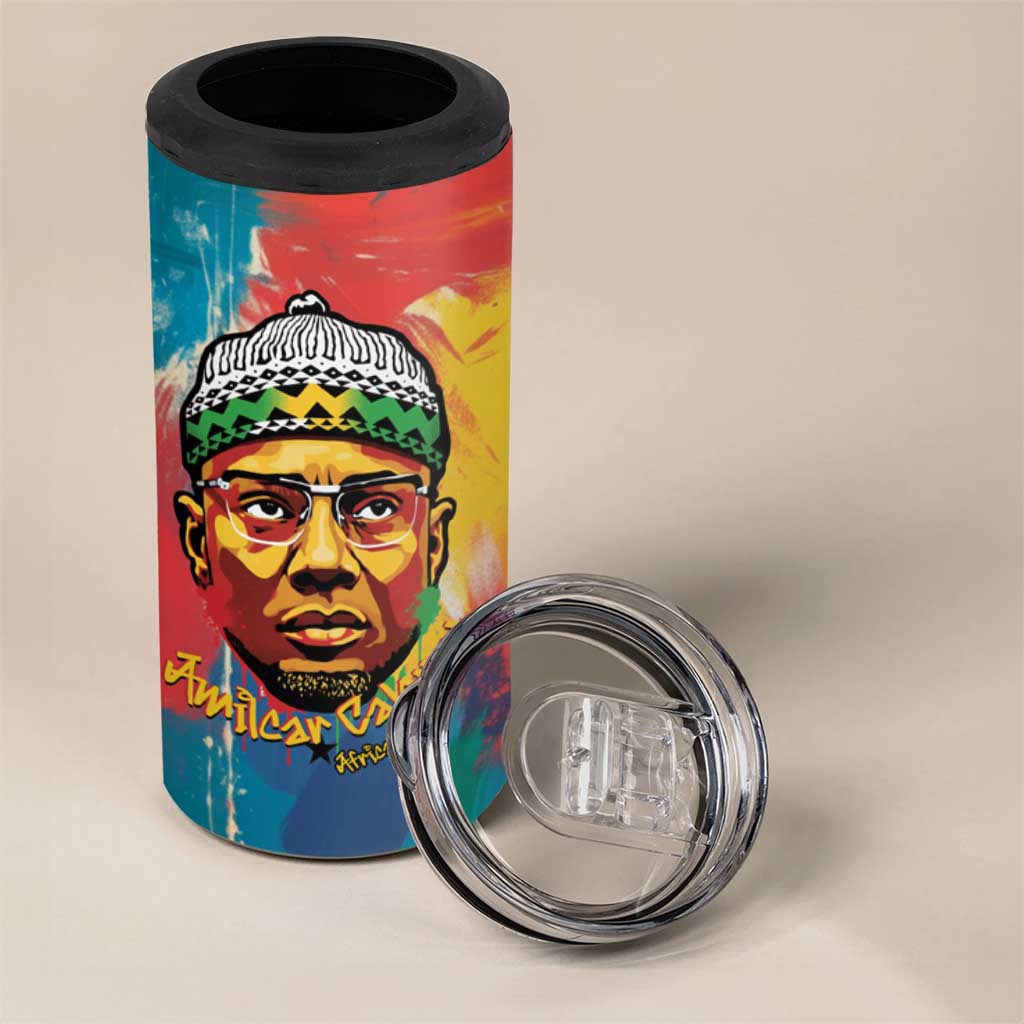 Amilcar Cabral 4 in 1 Can Cooler Tumbler Armed Activist Quote Raised Fist African Liberation Tribute - Colorful Paint Stroke - Wonder Print Shop
