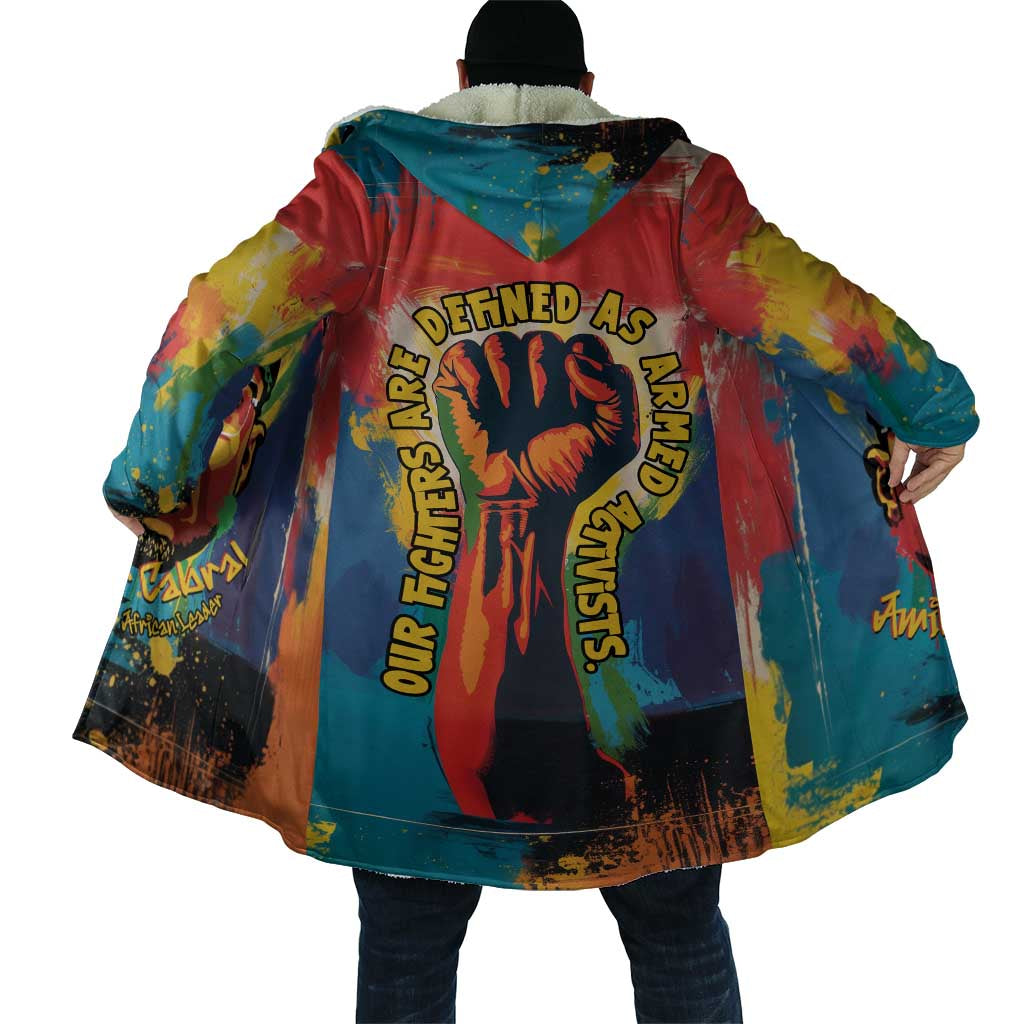 Amilcar Cabral Cloak Armed Activist Quote Raised Fist African Liberation Tribute - Colorful Paint Stroke - Wonder Print Shop