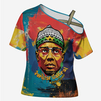 Amilcar Cabral Cross Shoulder Shirt Armed Activist Quote Raised Fist African Liberation Tribute - Colorful Paint Stroke - Wonder Print Shop