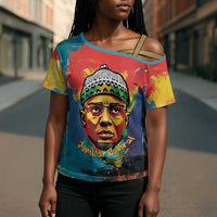 Amilcar Cabral Cross Shoulder Shirt Armed Activist Quote Raised Fist African Liberation Tribute - Colorful Paint Stroke - Wonder Print Shop