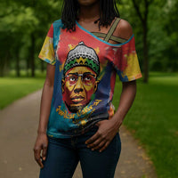 Amilcar Cabral Cross Shoulder Shirt Armed Activist Quote Raised Fist African Liberation Tribute - Colorful Paint Stroke - Wonder Print Shop